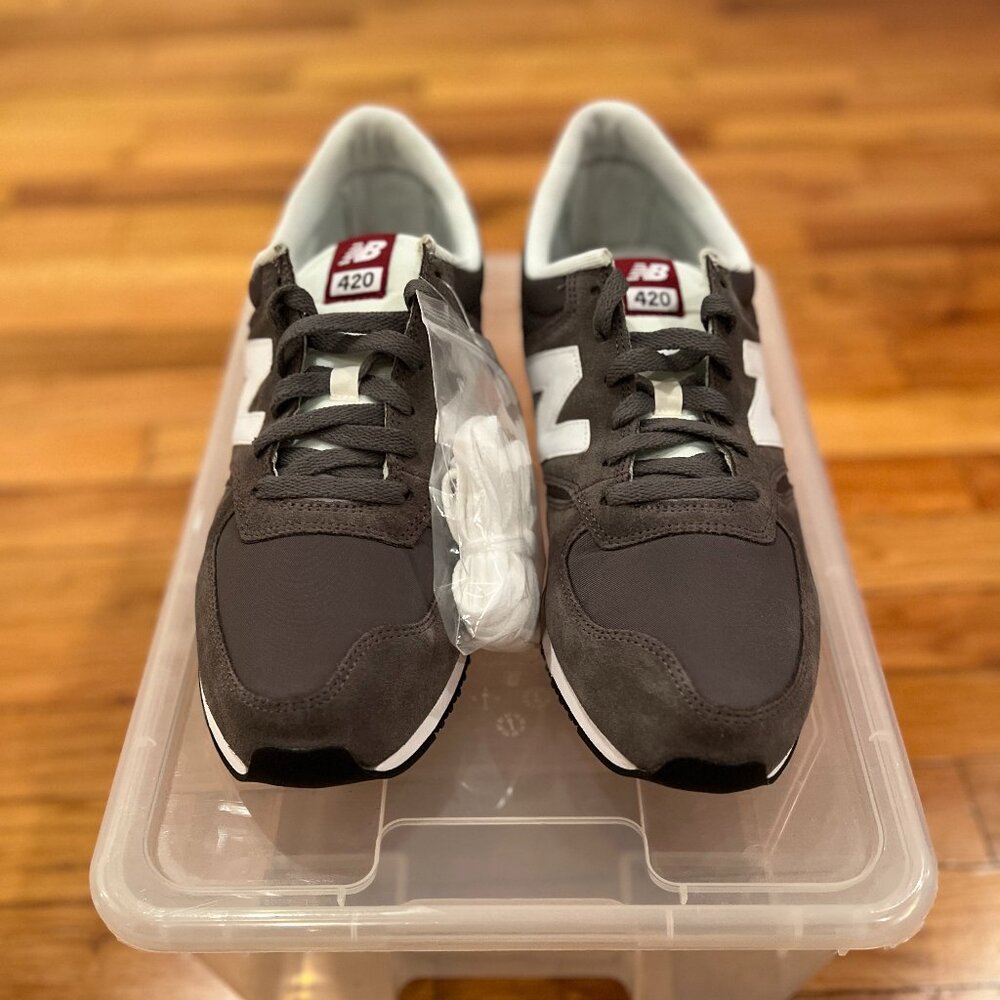 New Balance 420,  Dark Grey and White Suede, Size 13 US